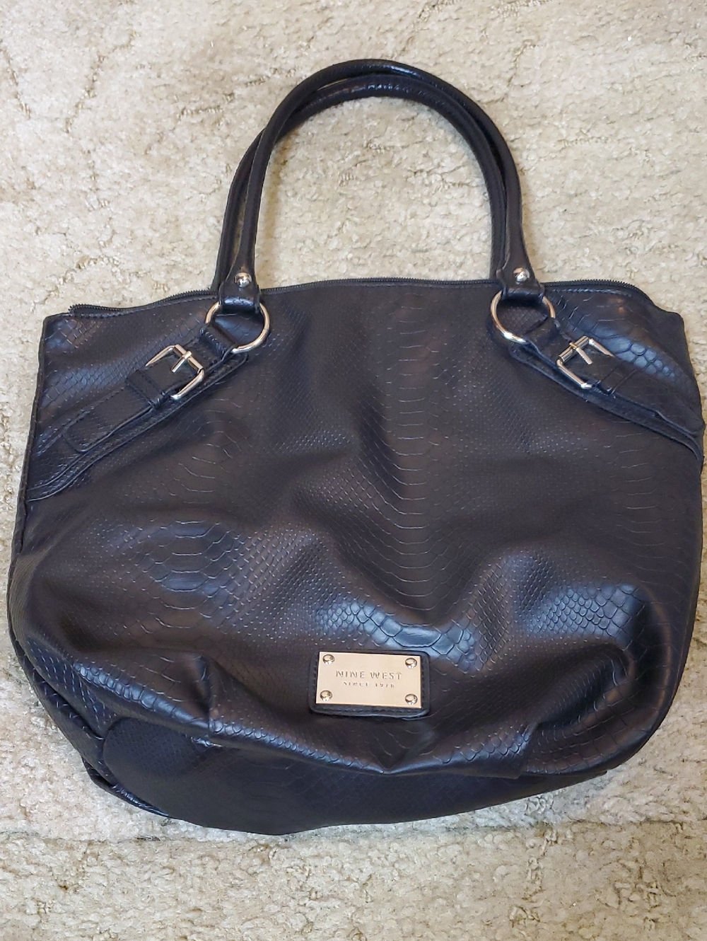 Nine West Black Textured Tote Bag